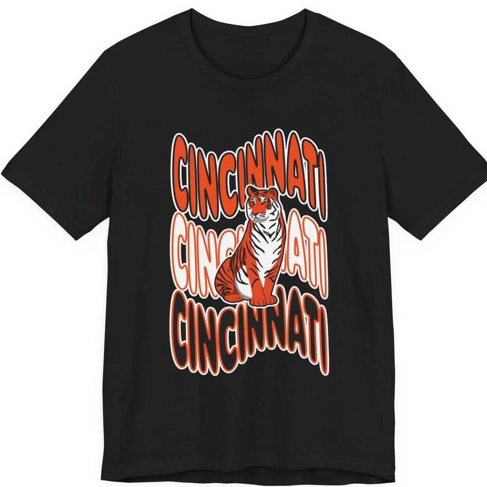 Retro Cincinnati Bengal Tiger T Shirt Trendy Football Fan Tee Team Colors